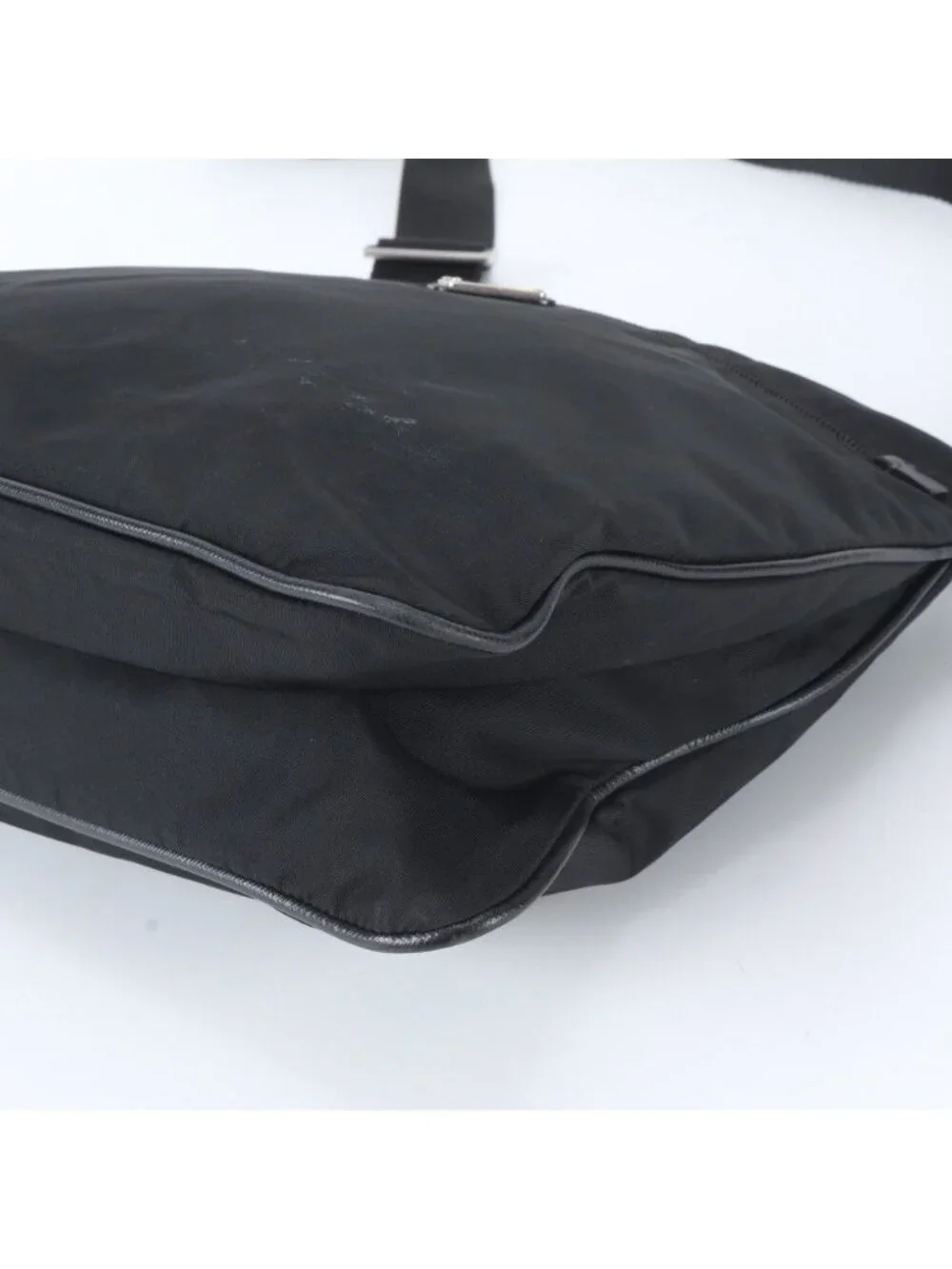 Prada Tessuto Nylon Triangle Logo Leather Shoulder Bag Crossbody Messenger